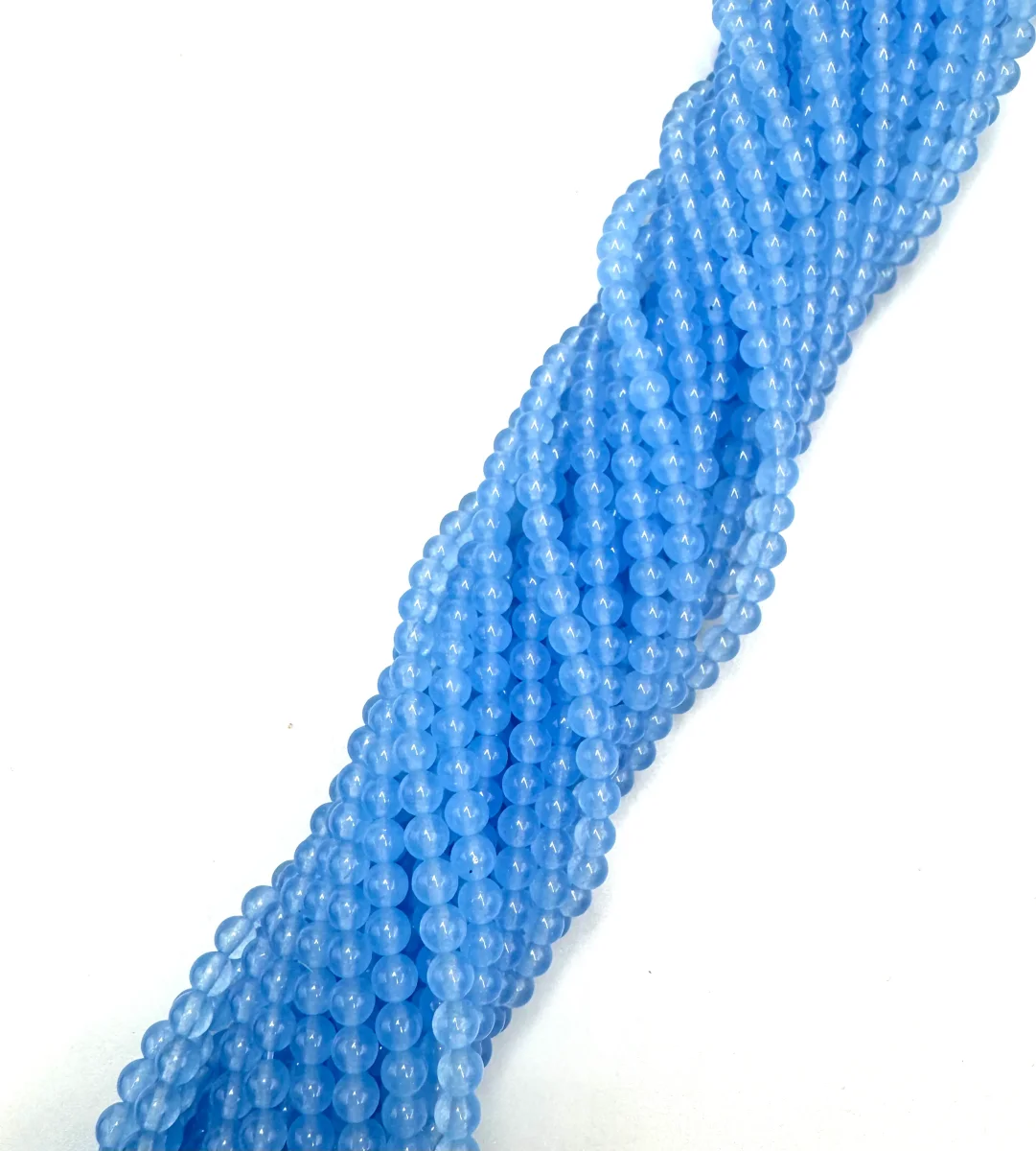 Malaysia Jade Perler – Blå, Rund (4mm)