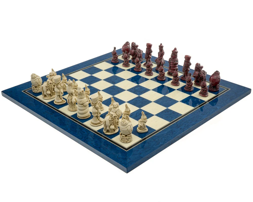 Berkeley Chess Alice i Underlandet kardinalblå schackset