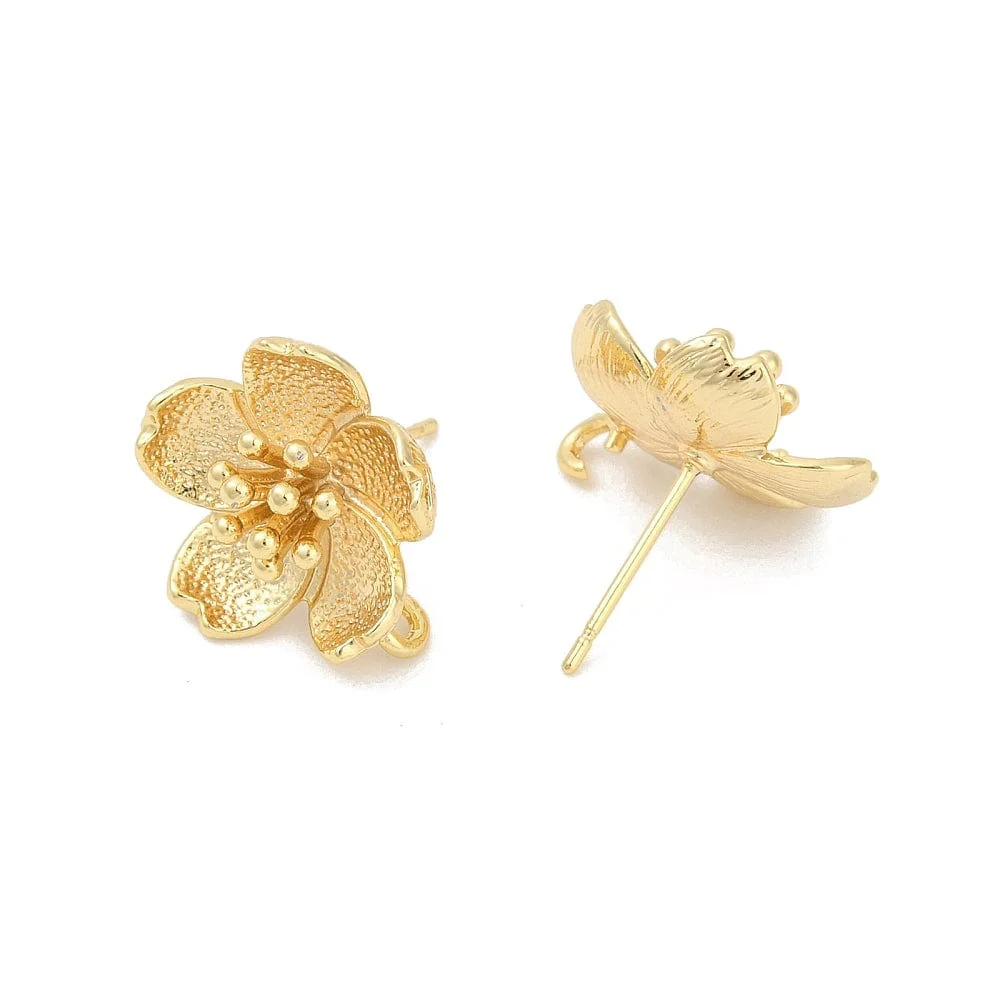 Blomster Ørestikkere - 18K Forgyldt (17x15.5mm) - Bild 3