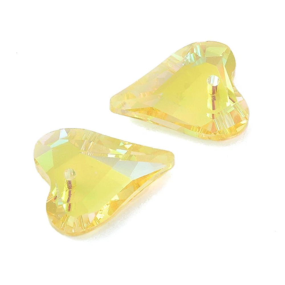 Glasperle Hjerte – Facetslebet (17.5mm) 4 stk.