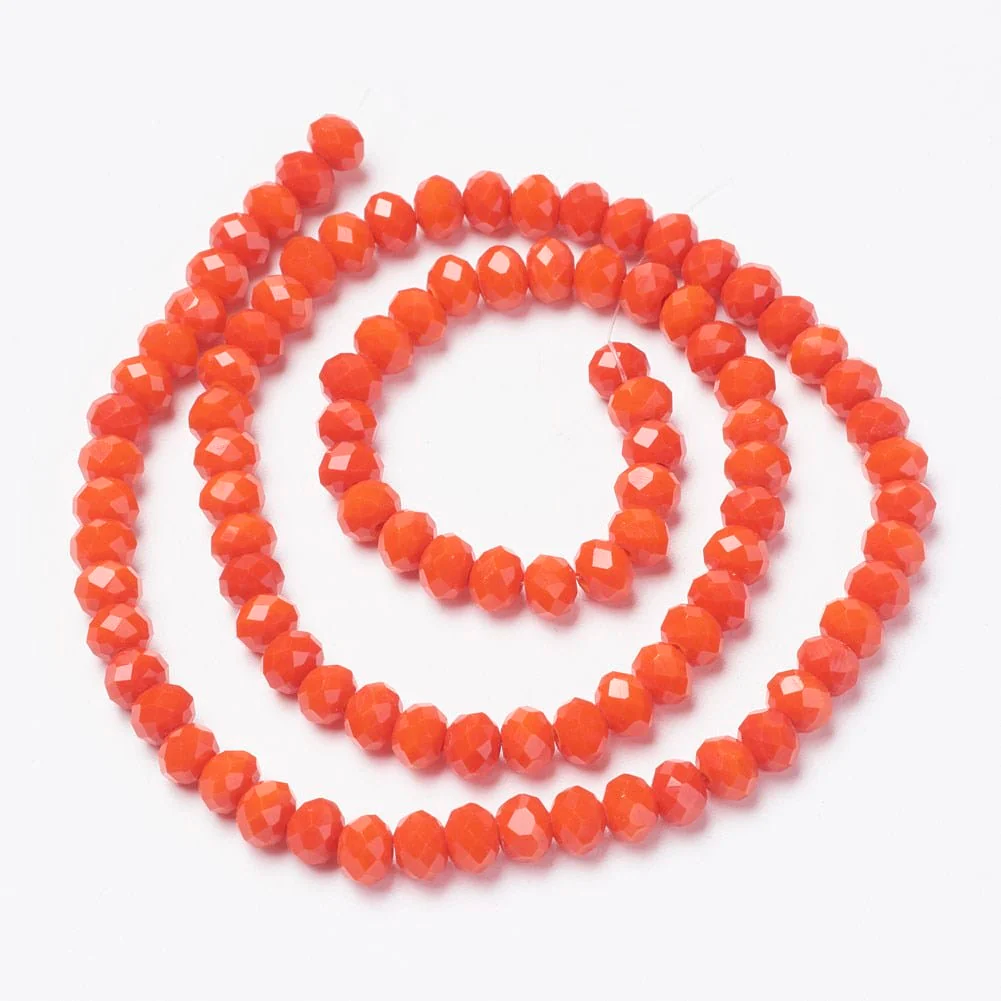 Glasperler - Orange/rød (4x3mm)