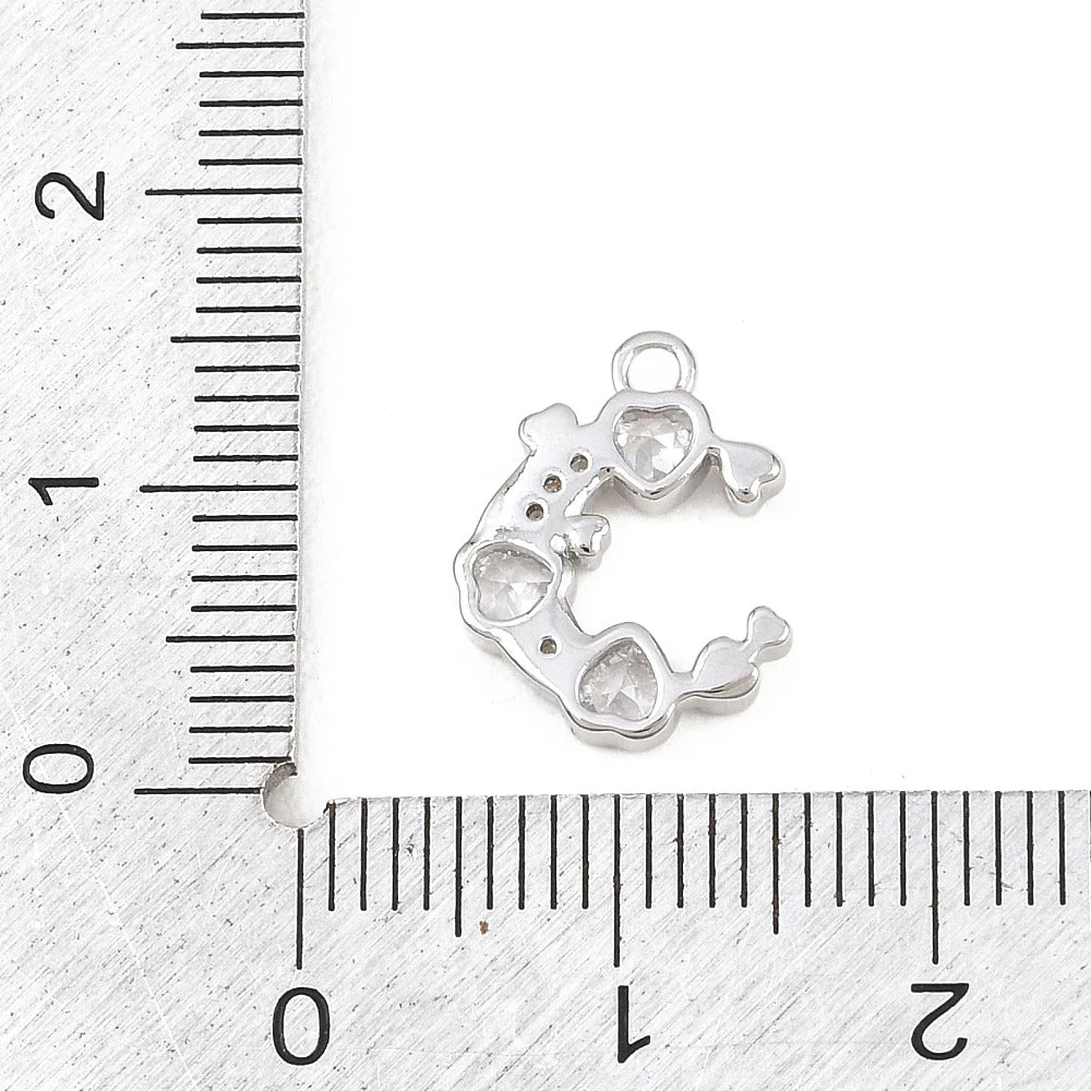 Måne Med Hjerte Vedhæng – Platin Messing Med Kubiske Zirkonia (13,5x11mm) - Bild 4
