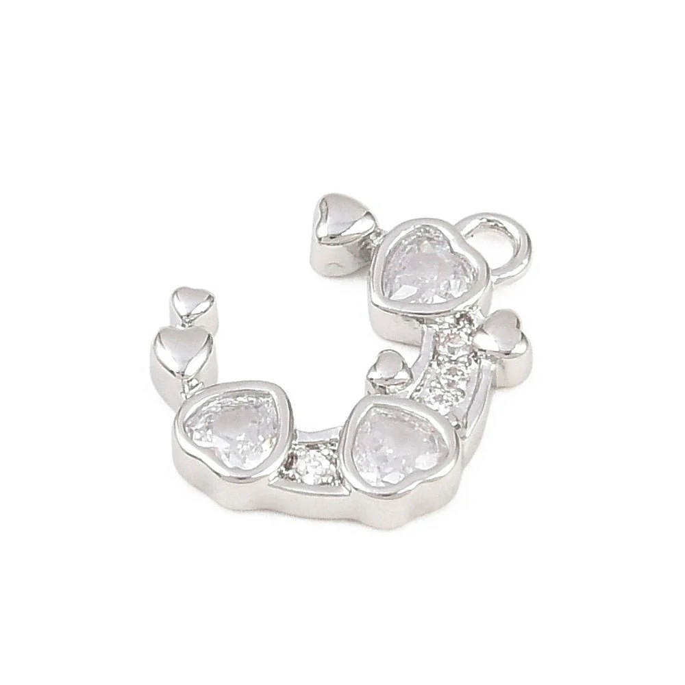Måne Med Hjerte Vedhæng – Platin Messing Med Kubiske Zirkonia (13,5x11mm) - Bild 3