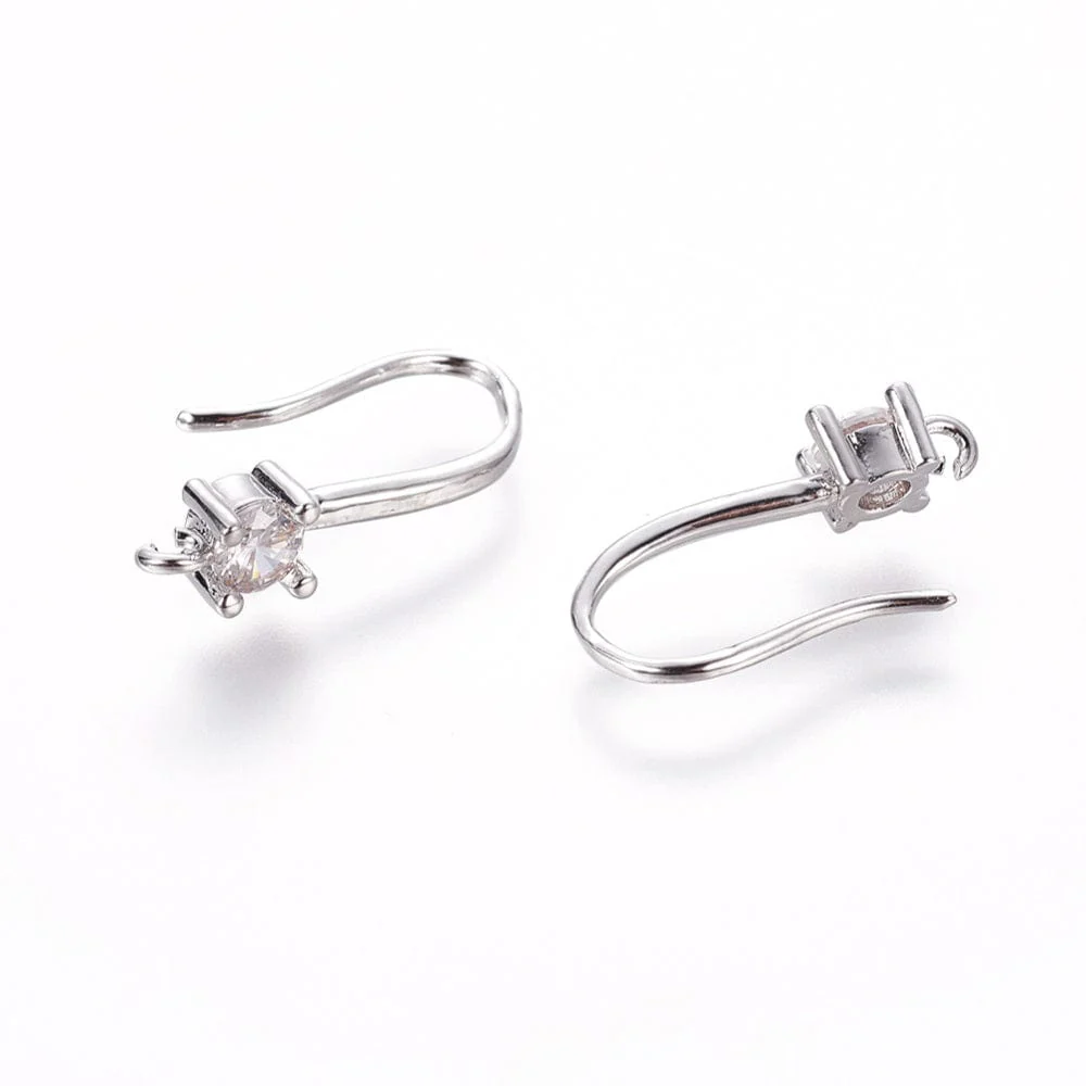 Ørekroge med Klare Zirkonia Sten, platin farvet, (19x4,5 mm) - Bild 3