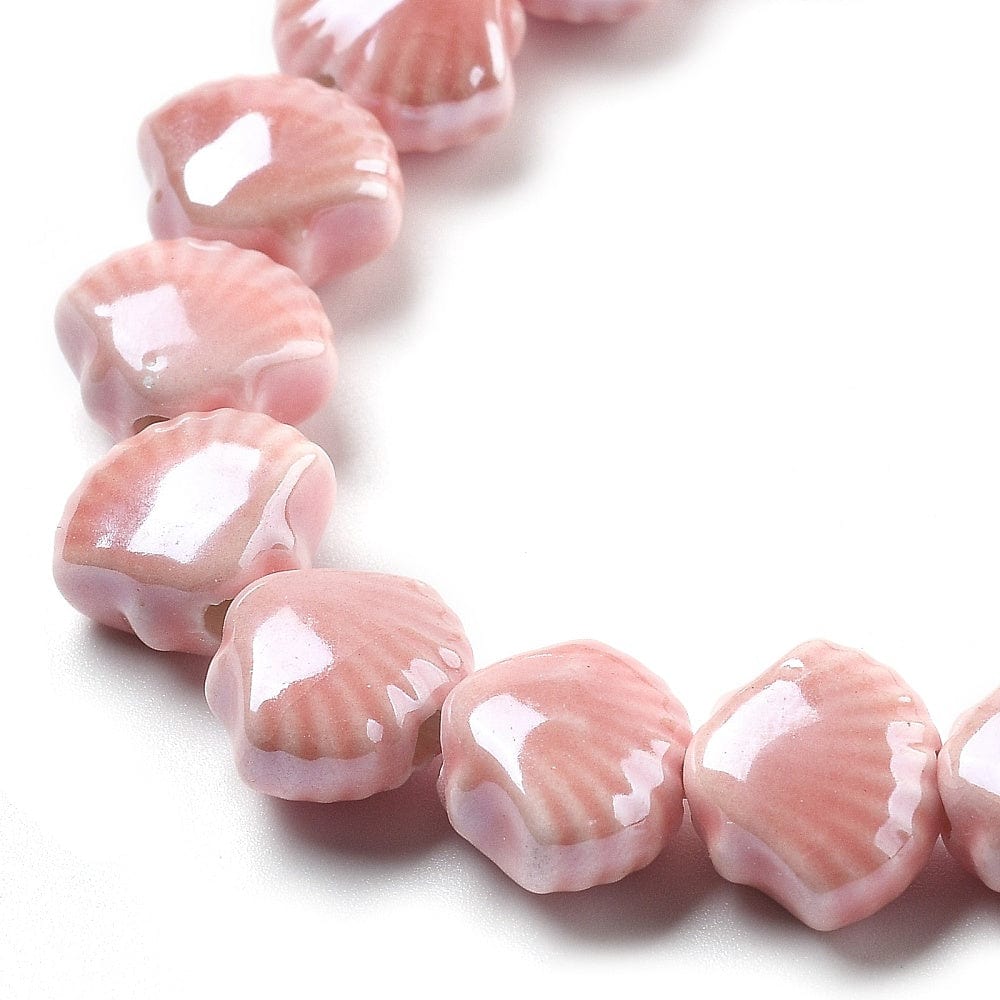 Muslinge Porcelænsperler - Pink (12x10mm) 4 stk - Bild 4