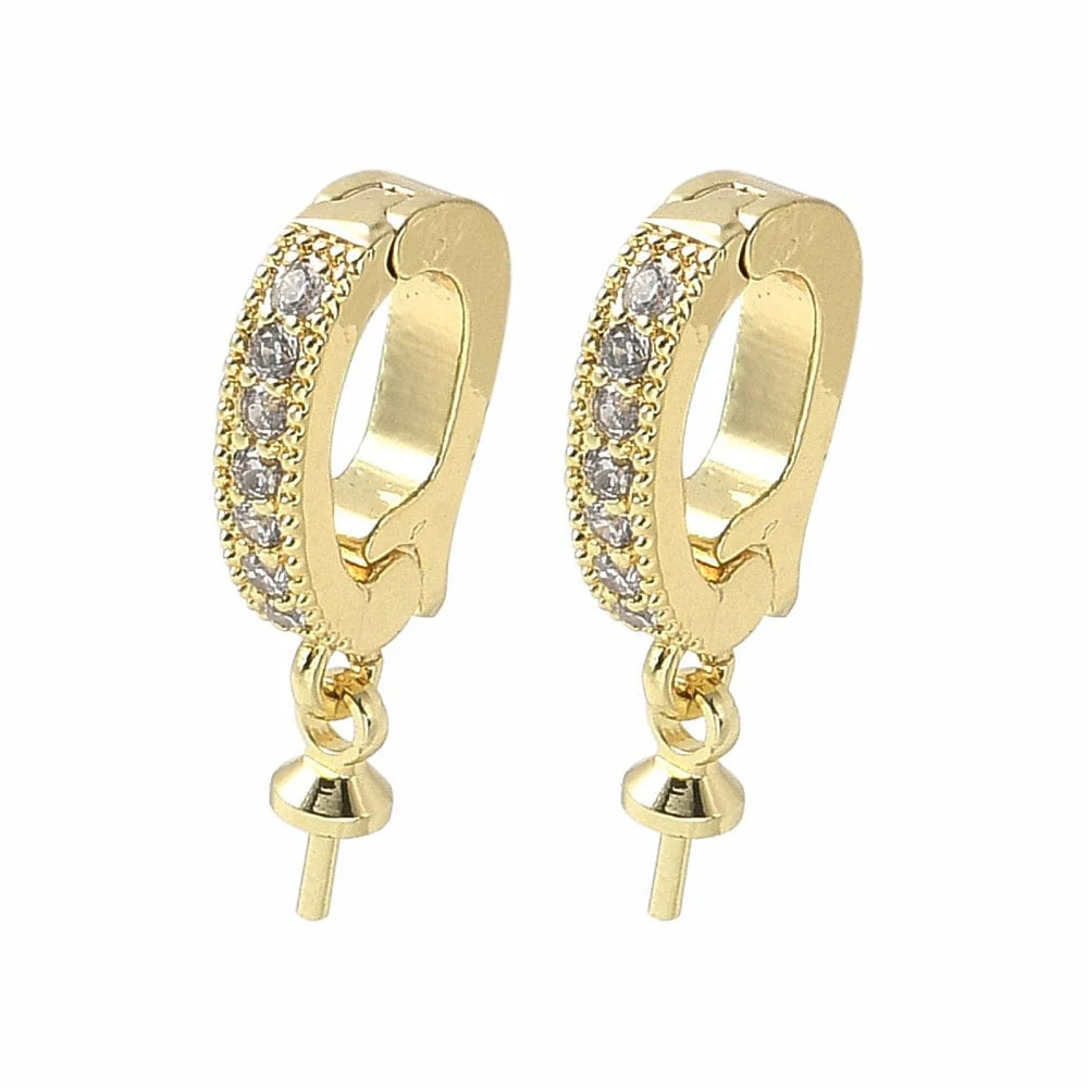 Vedhæng Til Anboret Perle Med Klare Zirkonia Sten - Langtidsholdbar Forgyldt (18x7mm)